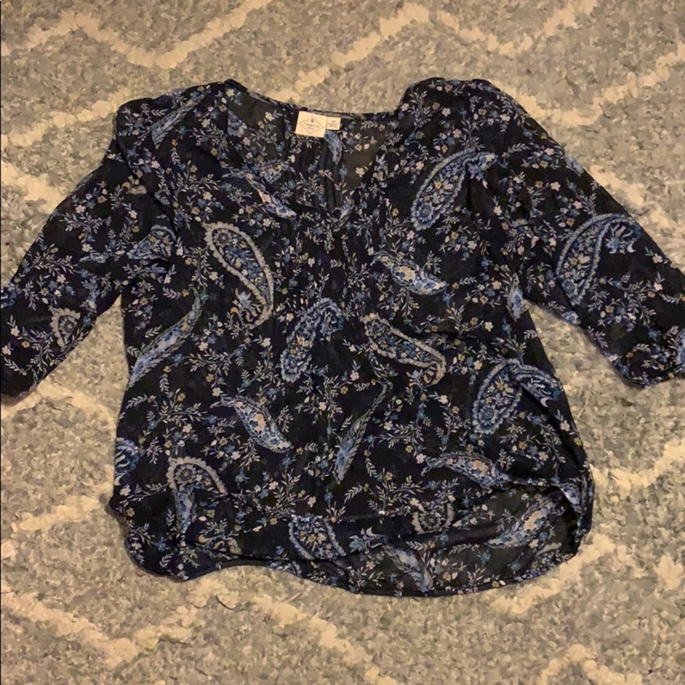 St Johns Bay navy blue blouse